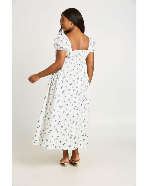 Boohoo White Plus Ditsy Floral Milkmaid Midaxi Dress