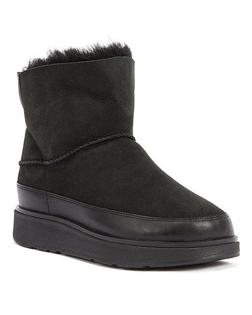 Fitflop Black Shearling Boots Leather