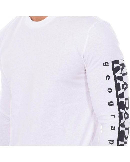 Napapijri White Long-Sleeved Round Neck T-Shirt Np0A4H9C for men