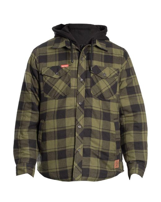 Hard Yakka Green Quilted Flannel Shacket Shirt Jacket Cotton for men