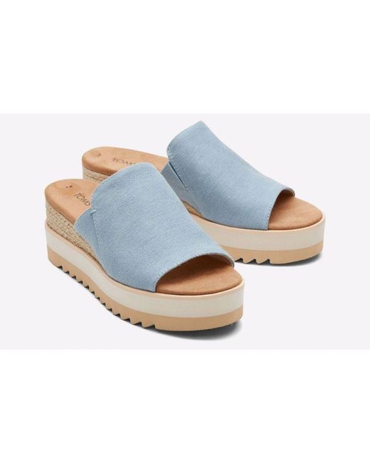 TOMS Blue Diana Mule Wedges Mixed Material