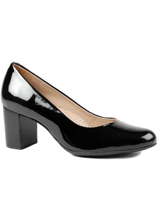 Jones Bootmaker Black Xantara Leather Block Heel Court Shoes