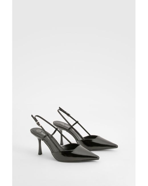 Boohoo White Slingback Box Pointed Court Shoes
