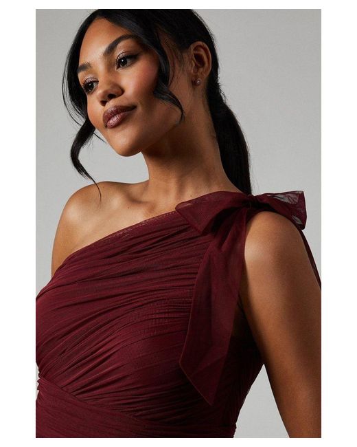 Oasis Pleated Mesh One Shoulder Tiered Bridesmaids Dress