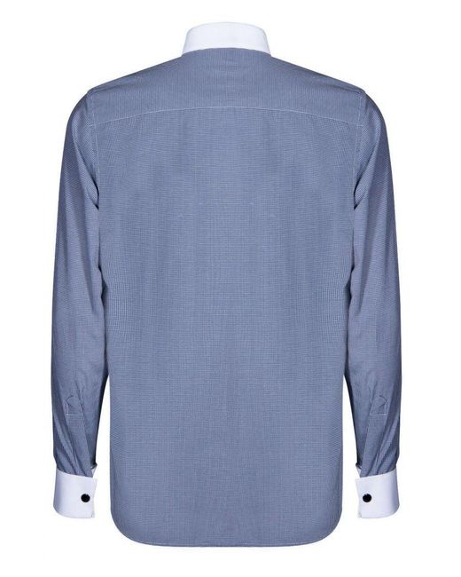 TruClothing Blue Club Collar Shirt 1920S Peaky Blinders With Bar Poplin Pin Smart Cotton for men