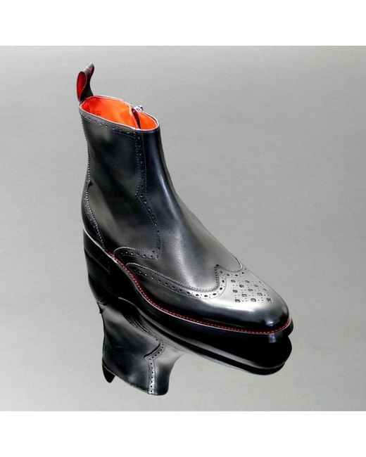 Jeffery West Black Page 'no Quarter' Wing Tip Zip Boot Leather for men