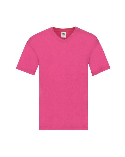 Fruit Of The Loom Pink Original Plain V Neck T-Shirt () Cotton for men