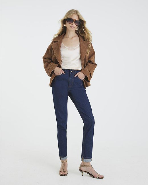 River Island Blue Mom Jeans High Rise Cotton