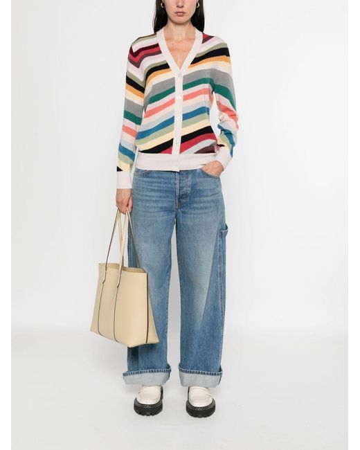 Paul Smith Blue Striped Wool Cardigan
