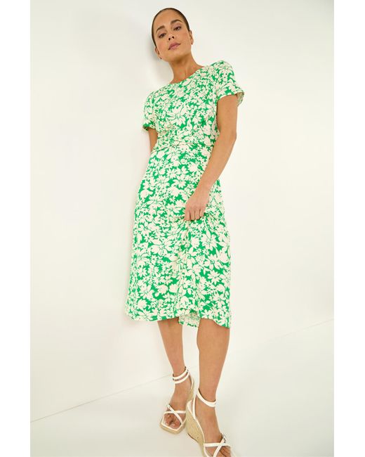 Roman Green Petite Twist Front Stretch Dress