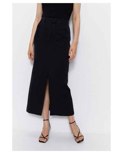 Warehouse Black Tailored Midaxi Skirt