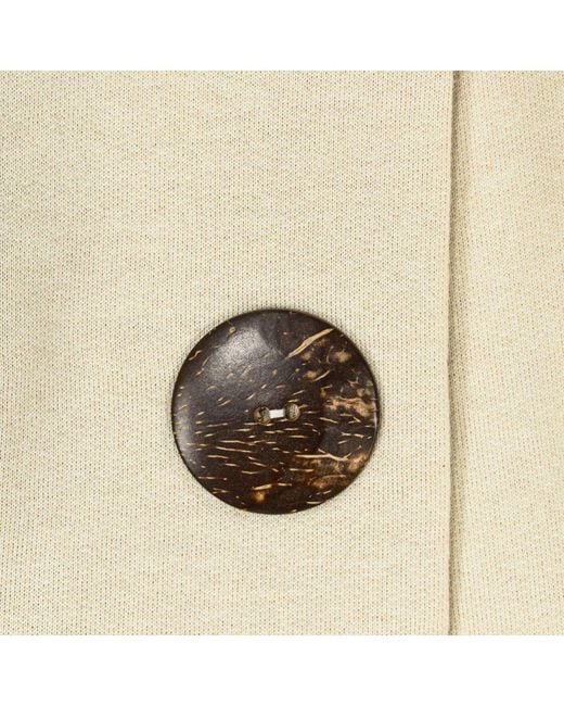 Buff Natural Button-Down Cotton Tile Print Collar