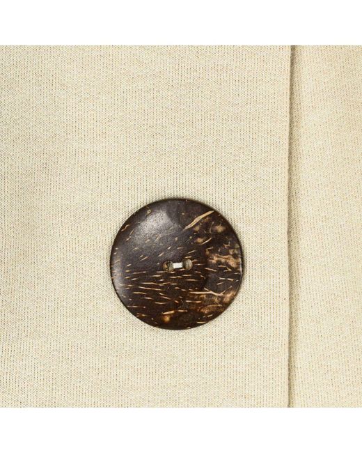 Buff Natural Button-Down Cotton Tile Print Collar