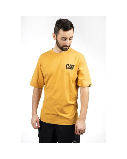 Caterpillar Yellow W05324 Trademark Cotton T-Shirt for men