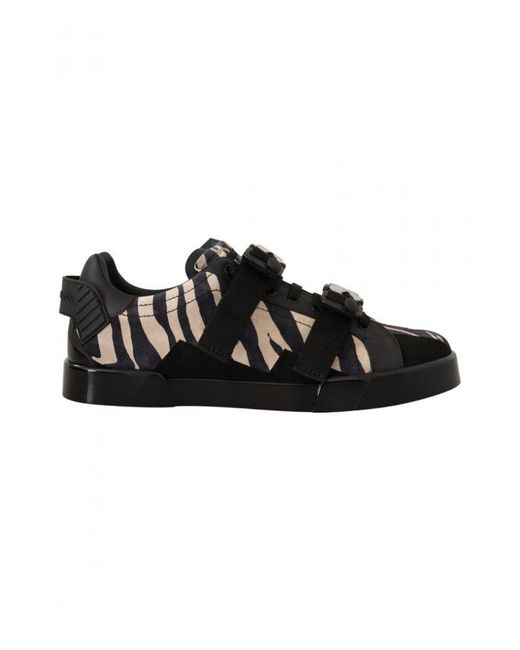 Dolce & Gabbana Black Zebra Suede Rubber Sneakers Shoes for men
