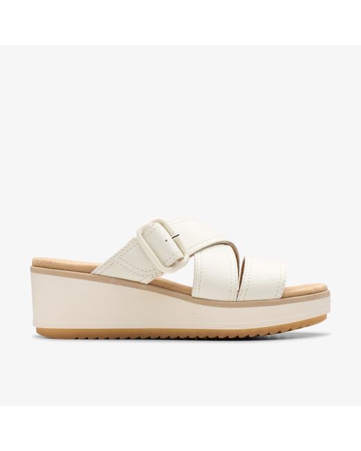 Clarks White Wrenly Jane Off Lea Sandals