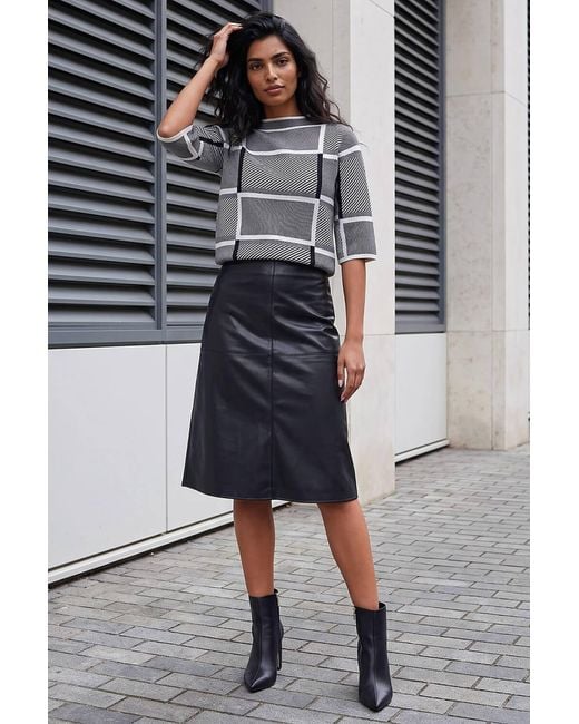 Roman Black Faux Leather Panel Pencil Skirt