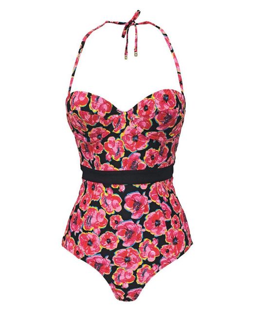 Sock Snob Red Ladies Floral Colorful Pattern Swimsuit