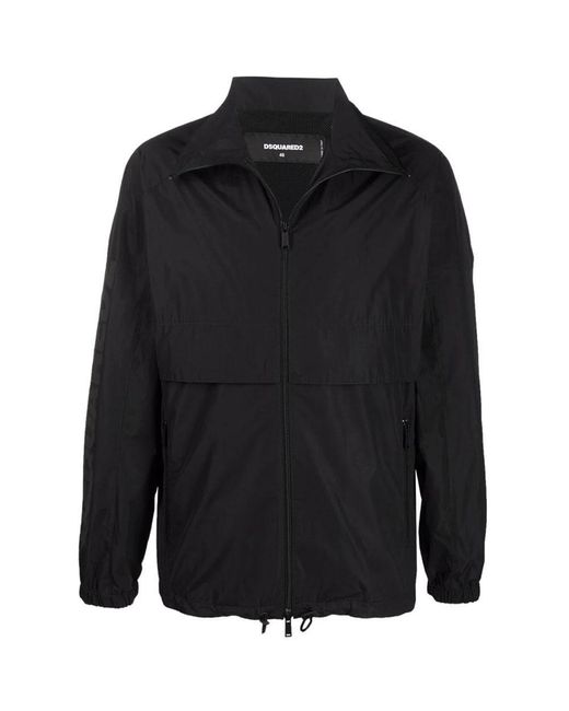 DSquared² Black High Neck Zipped Lightweight Jacket for men
