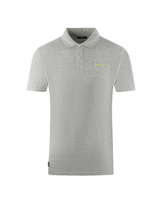 Aquascutum Brand Logo Plain Grey Polo Shirt in het Gray voor heren