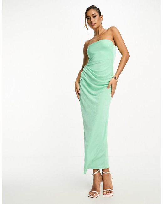 ASOS Green Bandeau Draped Tucked Midi Dress