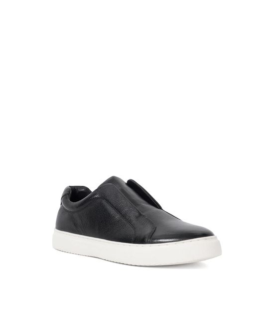 Dune Black Trev Leather Round Toe Trainers for men