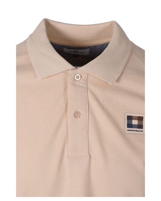 Aquascutum Pink Check Patch Polo Shirt Cotton for men