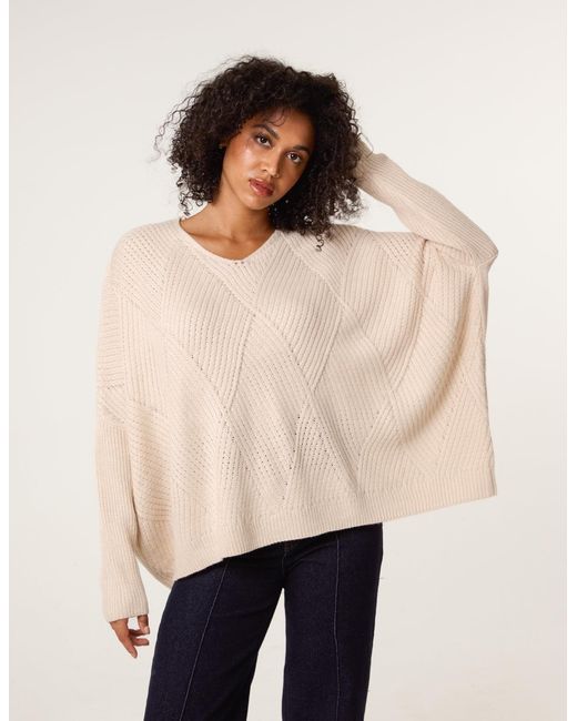Blue Vanilla Natural Slouchy V Neck Jumper