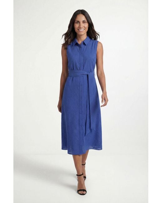 Wallis Blue Sleeveless Check Organza Shirt Dress