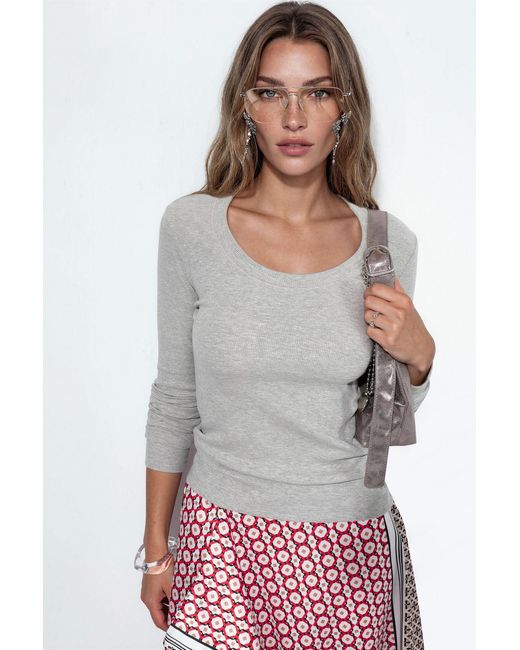 Busem Gray Ribbed Slim-Fit Long-Sleeve Top