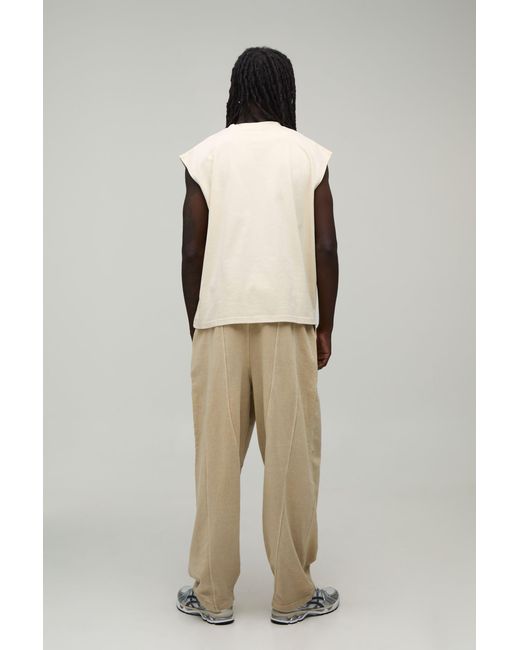 BoohooMAN Natural Balloon Fit Seam Detail Washed Jogger for men