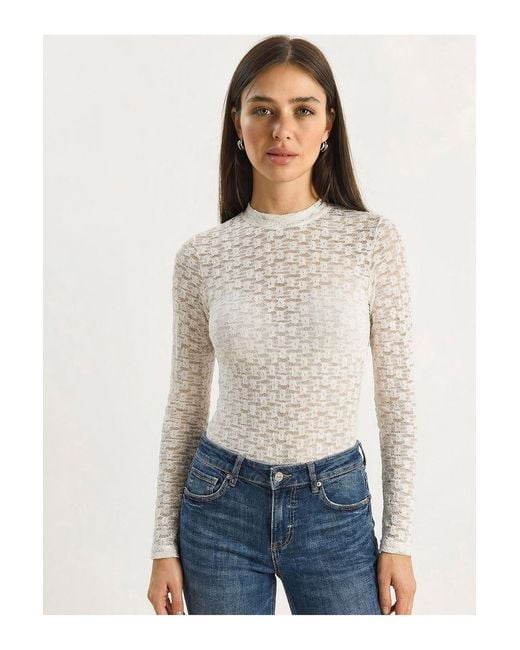 Bianco Lucci White Elastane Blouse
