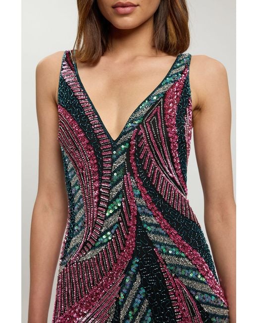 Karen Millen Purple Premium Embellished Maxi Dress