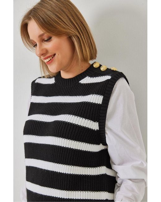 Bianco Lucci Black Striped Sweater