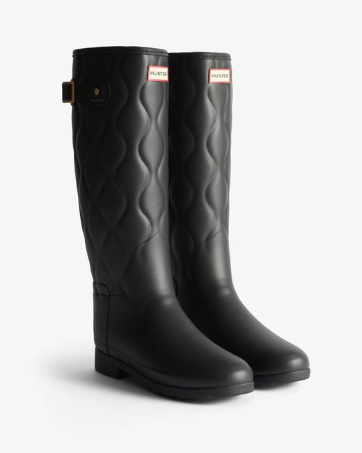 Hunter Black Originals Refined Tall Onion Quilt Boots