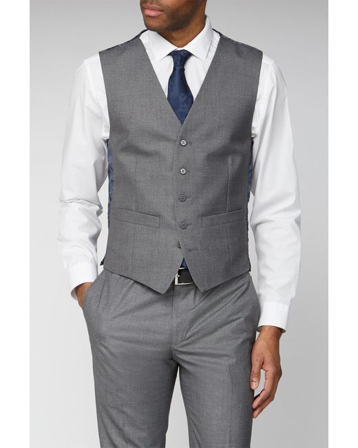 Occasions Gray Plain Adjustable Fit Waistcoat for men