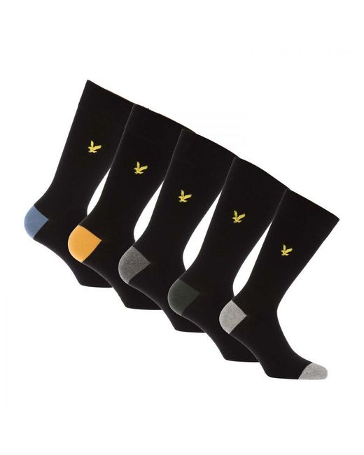 Lyle & Scott Black And 5 Pack Dress Socks for men