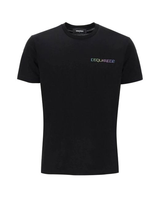 DSquared² Black Cool Fit Palm Beach Logo T-Shirt Cotton for men