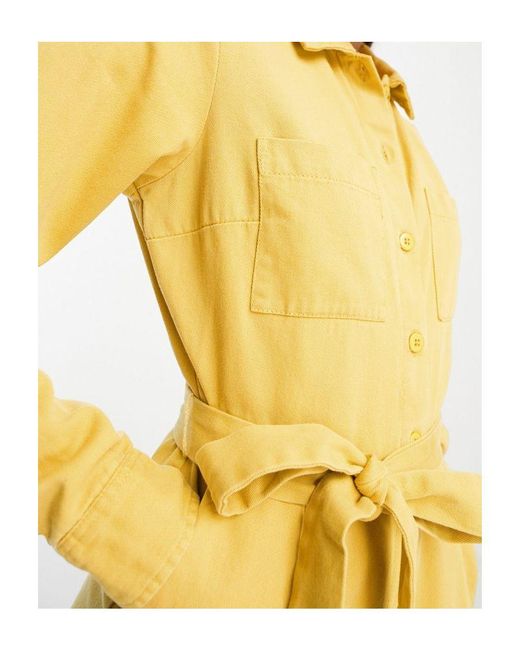 ASOS Yellow Long Sleeve Twill Boilersuit With Collar