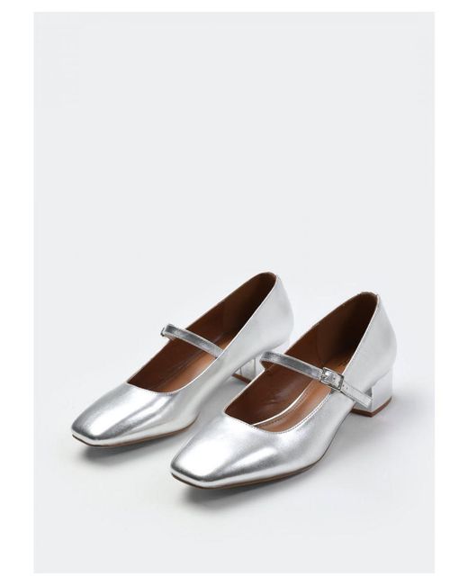 Where's That From Blue Wheres 'Oslo' Wide Fit Low Block Heel With Strap And Square Toe