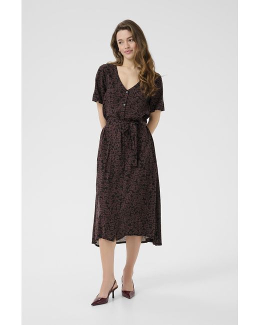 Kaffe Jurk Kabeathe A-shape Black Brown in het Multicolor