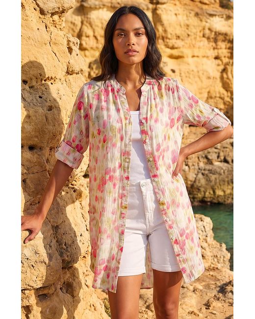 Roman Pink Floral Print Longline Blouse