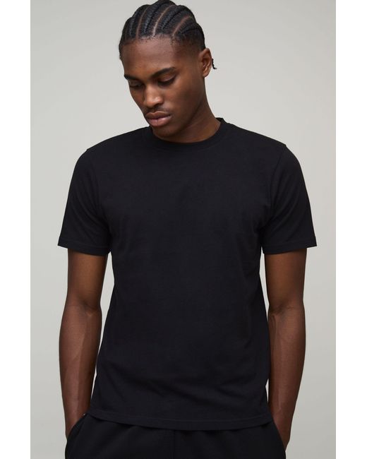 BoohooMAN Black Basic Slim Fit Crew Neck T-Shirt for men