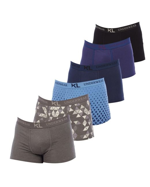 Kisses&Love Blue Pack Of 6 Units Of Boxer Briefs For Klbp6 for men