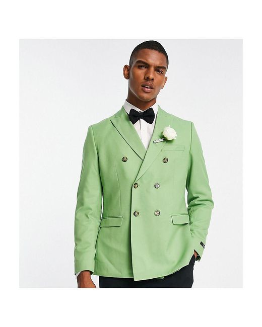 Jack & Jones Green Premium Double Breasted Suit Jacket for men