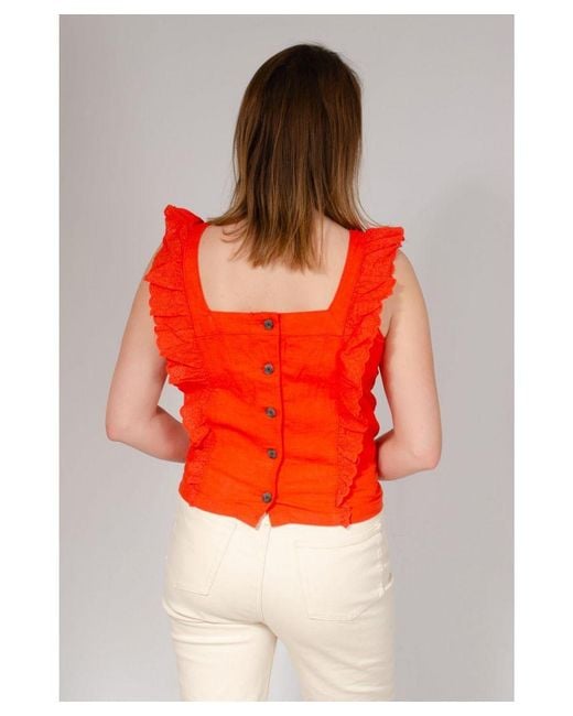 Secret Label Red Broderie Button Detail Blouse