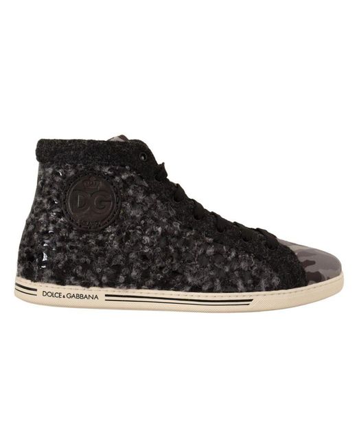 Dolce & Gabbana Black High Top Sneakers With Logo Details Cotton for men