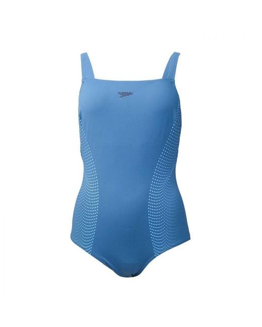 Speedo Blue Womenss Shaping Crystallux Printed Swimsuit