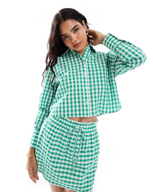 ASOS Green Linen Look Crop Shirt Co-Ord
