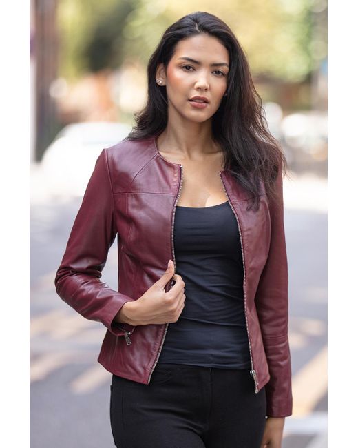 Ashwood Leather Multicolor 'Francesca' Collarless Real Fashion Jacket